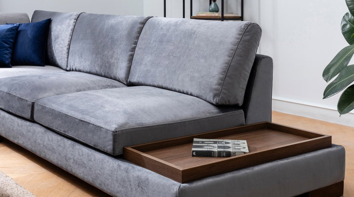 Atelier Del Sofa Sofá Esquinero Izquierdo sin Puf - Gris Oscuro - 193 cm x 313 cm